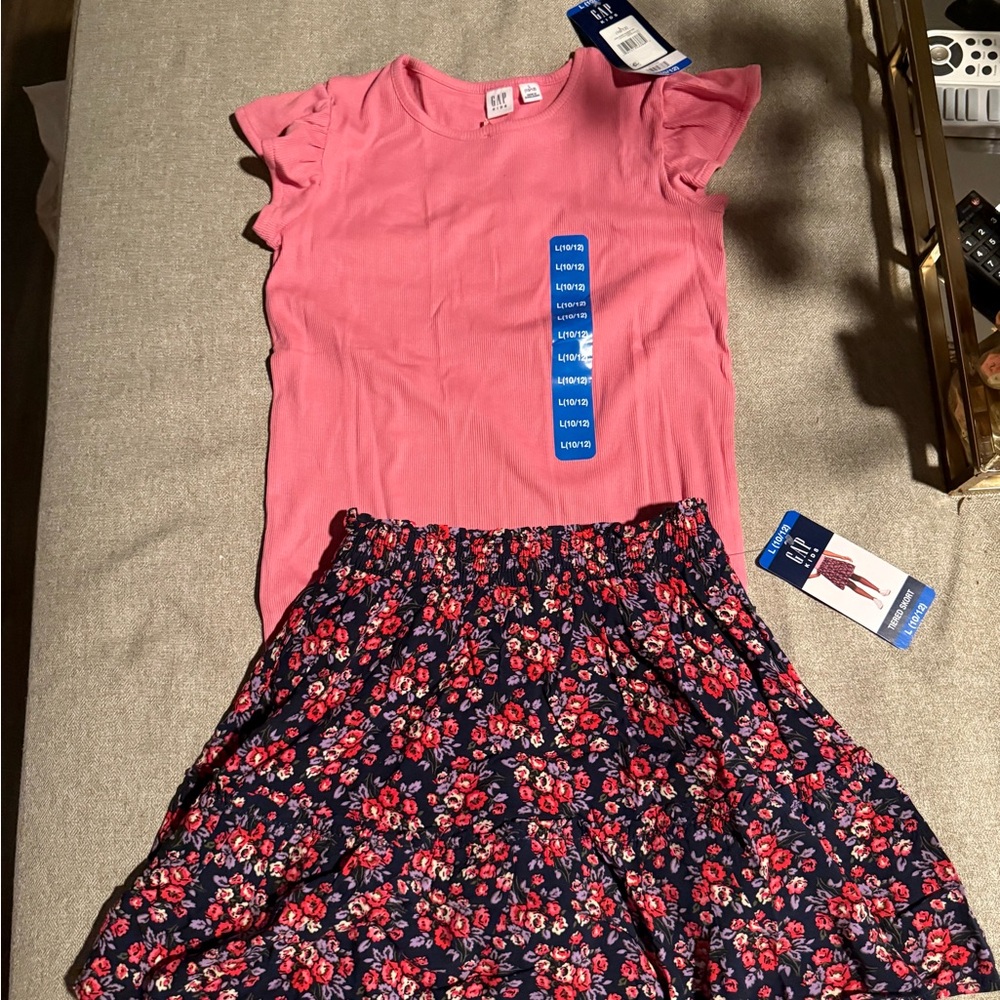 GAP Pink Top and Floral Skirt Set